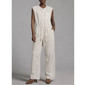NSF Linen Wide Leg Sleeveless Belted Jumpsuit